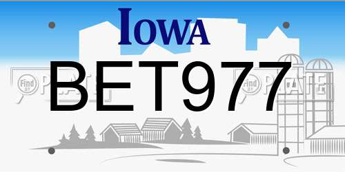 BET977 Iowa License Plate
