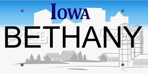 BETHANY Iowa License Plate