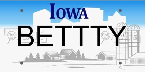 BETTTY Iowa License Plate