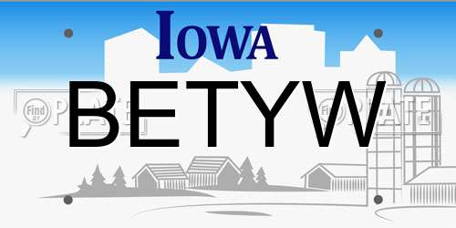 BETYW Iowa License Plate