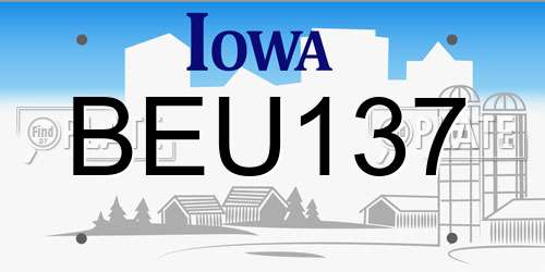 BEU137 Iowa License Plate