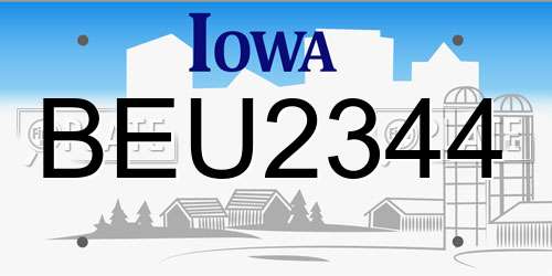 BEU2344 Iowa License Plate