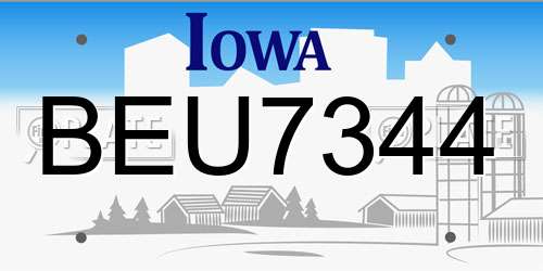 BEU7344 Iowa License Plate
