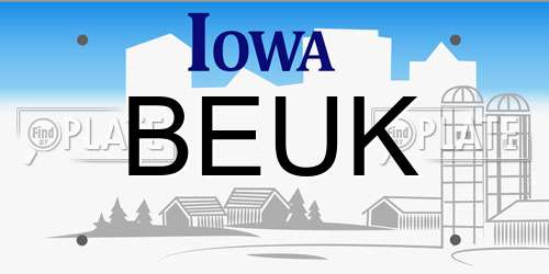 BEUK Iowa License Plate