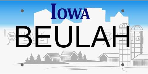 BEULAH Iowa License Plate