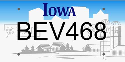 BEV468 Iowa License Plate