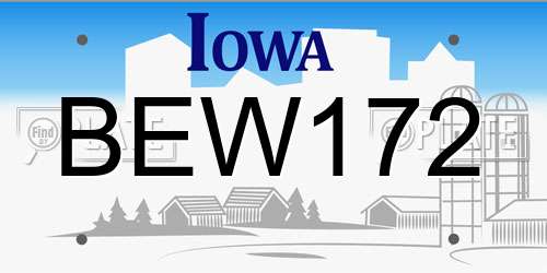 BEW172 Iowa License Plate