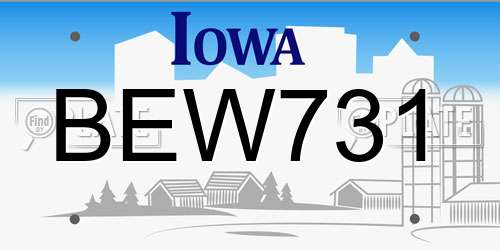 BEW731 Iowa License Plate