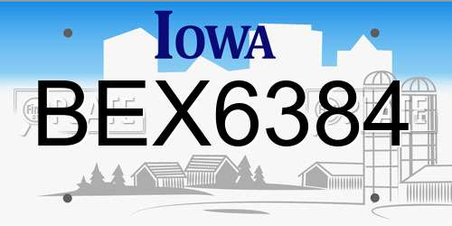 BEX6384 Iowa License Plate
