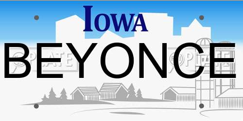BEYONCE Iowa License Plate