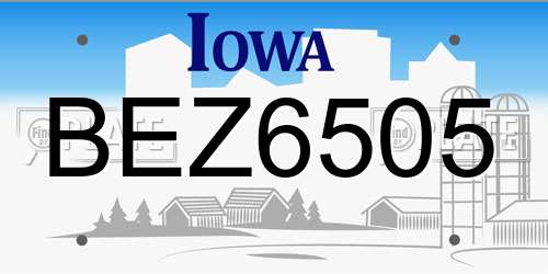 BEZ6505 Iowa License Plate