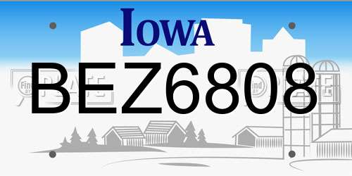 BEZ6808 Iowa License Plate