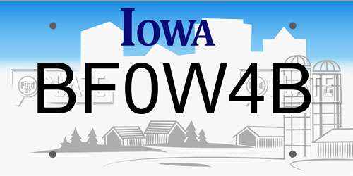 BF0W4B Iowa License Plate