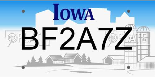 BF2A7Z Iowa License Plate