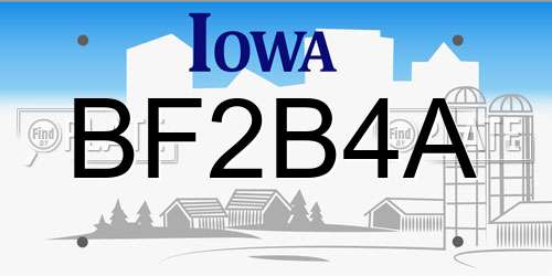 BF2B4A Iowa License Plate