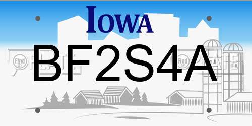 BF2S4A Iowa License Plate