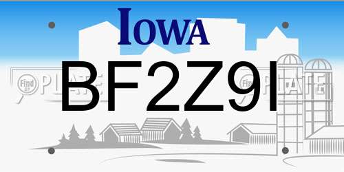 BF2Z9I Iowa License Plate