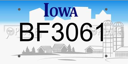 BF3061 Iowa License Plate
