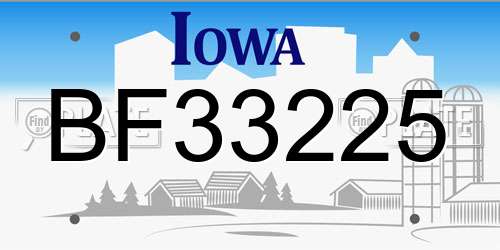 BF33225 Iowa License Plate