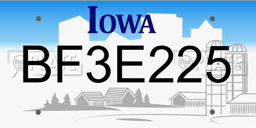 BF3E225 Iowa License Plate
