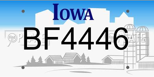BF4446 Iowa License Plate