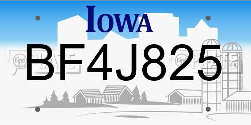 BF4J825 Iowa License Plate