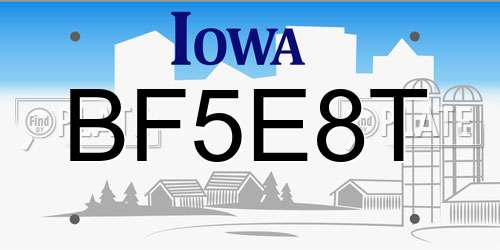 BF5E8T Iowa License Plate