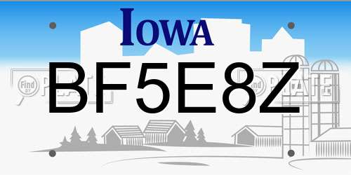 BF5E8Z Iowa License Plate