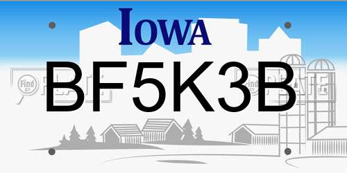 BF5K3B Iowa License Plate