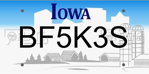 BF5K3S Iowa License Plate