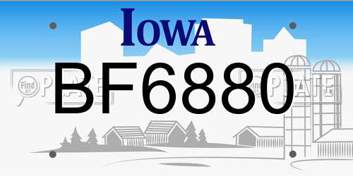 BF6880 Iowa License Plate