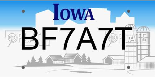 BF7A7T Iowa License Plate