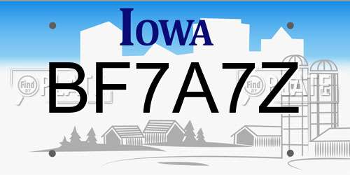 BF7A7Z Iowa License Plate