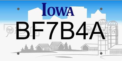 BF7B4A Iowa License Plate