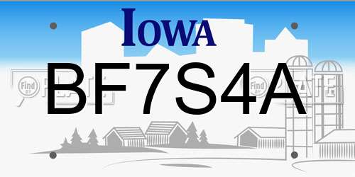 BF7S4A Iowa License Plate