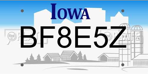 BF8E5Z Iowa License Plate