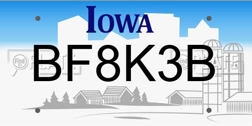 BF8K3B Iowa License Plate