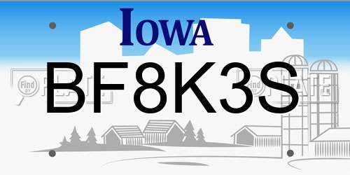 BF8K3S Iowa License Plate