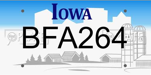 BFA264 Iowa License Plate