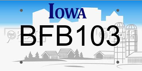 BFB103 Iowa License Plate