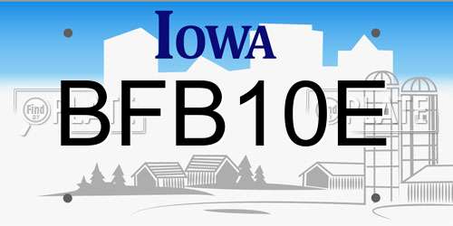 BFB10E Iowa License Plate