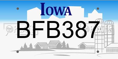 BFB387 Iowa License Plate