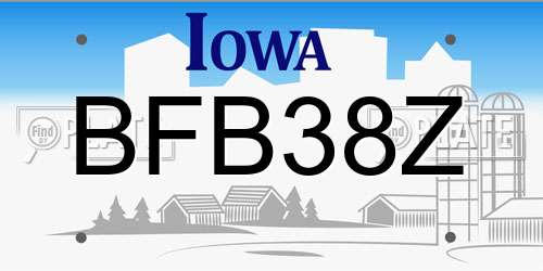 BFB38Z Iowa License Plate