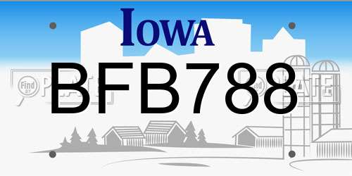 BFB788 Iowa License Plate