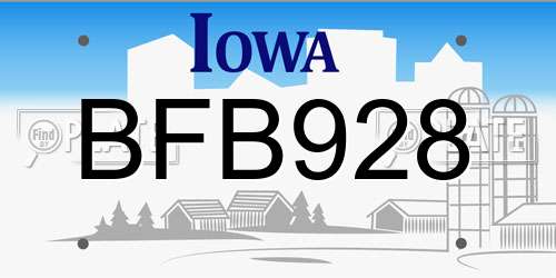 BFB928 Iowa License Plate