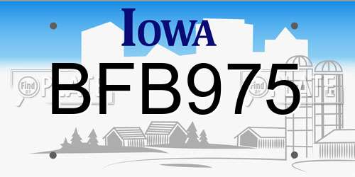 BFB975 Iowa License Plate