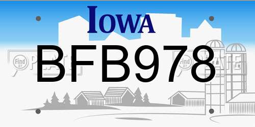 BFB978 Iowa License Plate