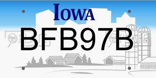 BFB97B Iowa License Plate