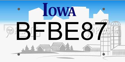 BFBE87 Iowa License Plate