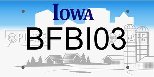 BFBI03 Iowa License Plate